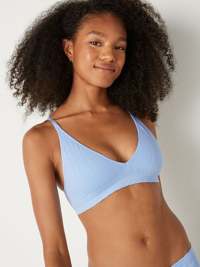 Morning Sky Blue Seamless Lightly Lined Bralette (P91924) | £10