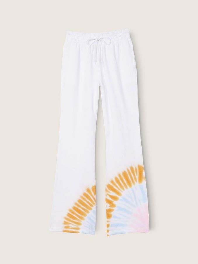 Optic White With Placed Tie Dye High Waist Flare Jogger (P92069) | £19