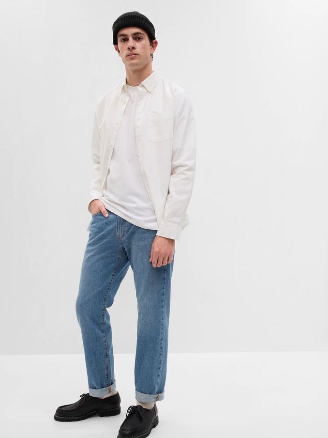 Mid Blue Straight Fit Stretch Jeans (P94446) | £40