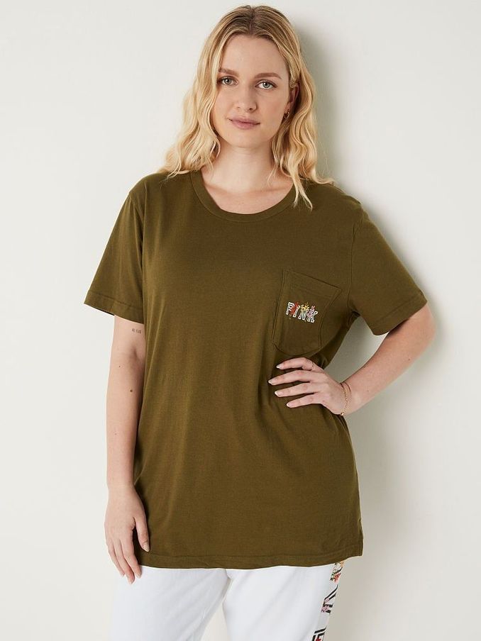 Deep Olive Green Cotton Short Sleeve Campus T-Shirt (P95273) | £10