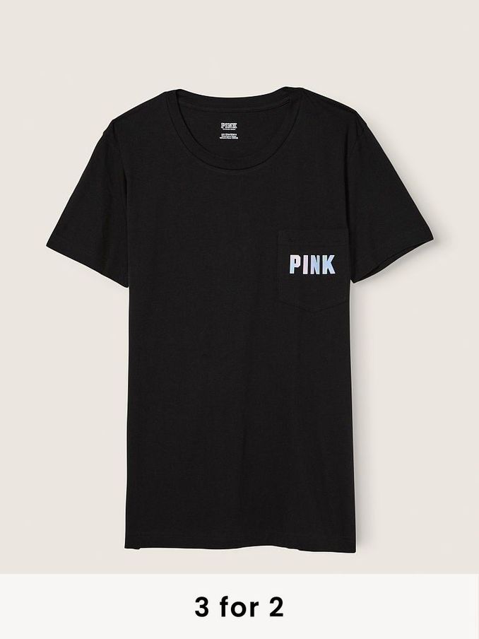 Pure Black Blur Classic Logo Cotton Short Sleeve Campus TShirt (P95274) | £10