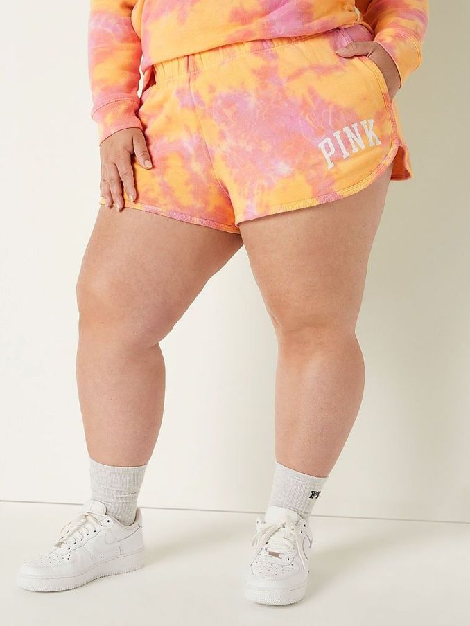 Maize Yellow Tie Dye Curved Hem Sweat Shorts (P95703) | £10