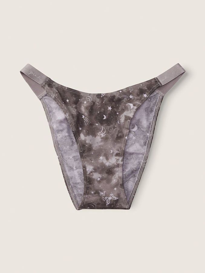 Purple Mist Constellation Print Cotton High Leg Logo Bikini Knickers (P95777) | £4