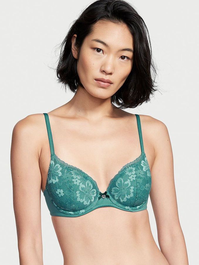 French Sage Blue Lace Lightly Lined Demi Bra (P95954) | £20