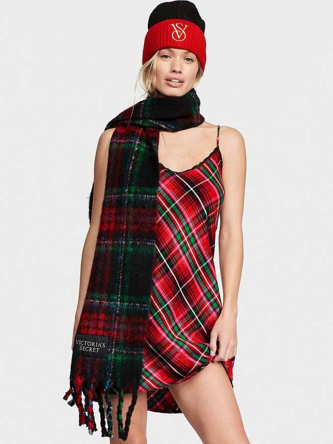 Red Traditional Plaid V Neck Slip (P96291) | £8