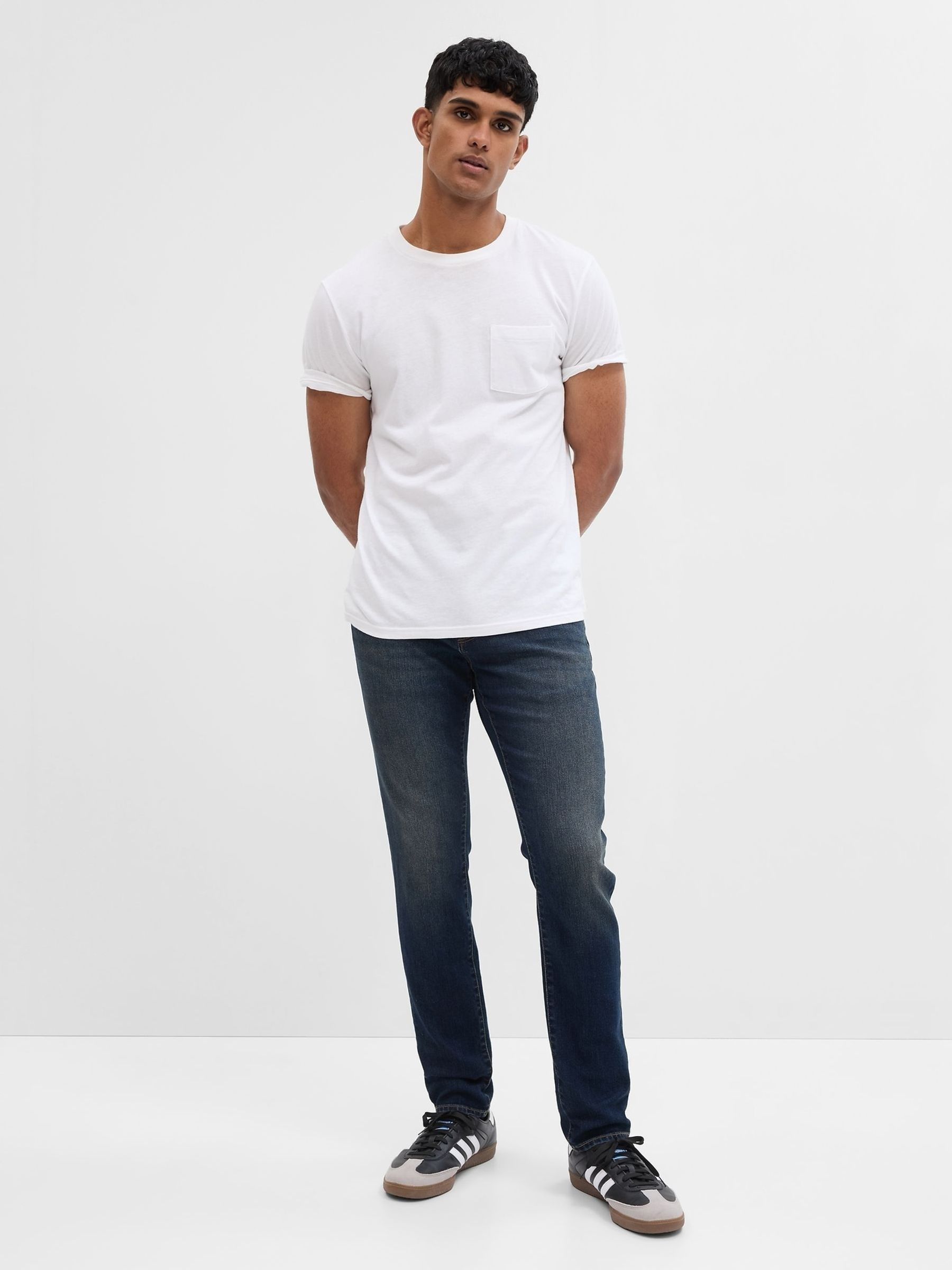 Dark Wash Blue Slim Fit Comfort Stretch Soft Jeans (P96953) | £50