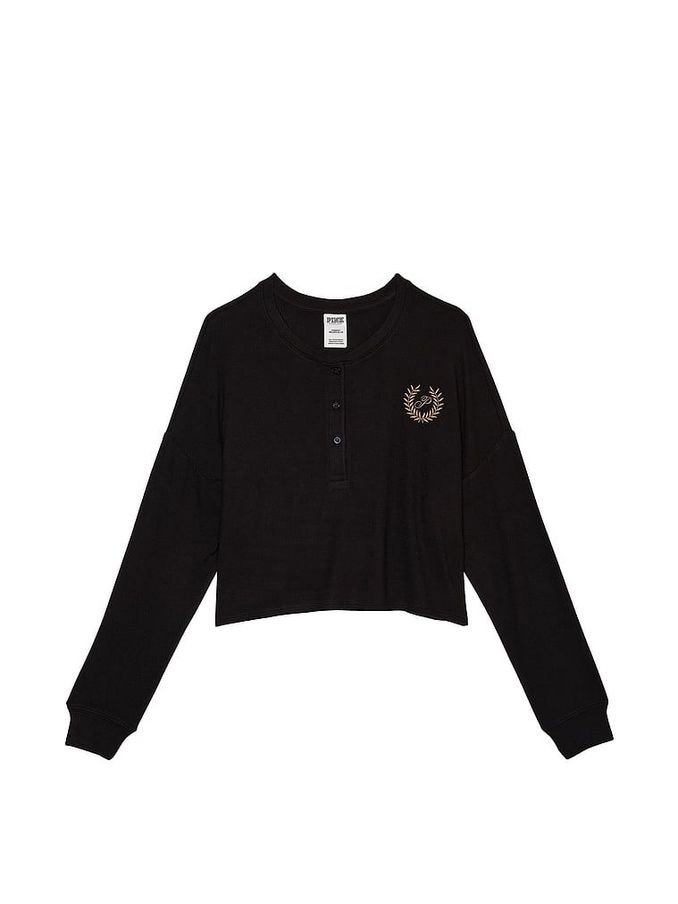 Pure Black Cosy Long Sleeve Sleep Shirt (P98558) | £13