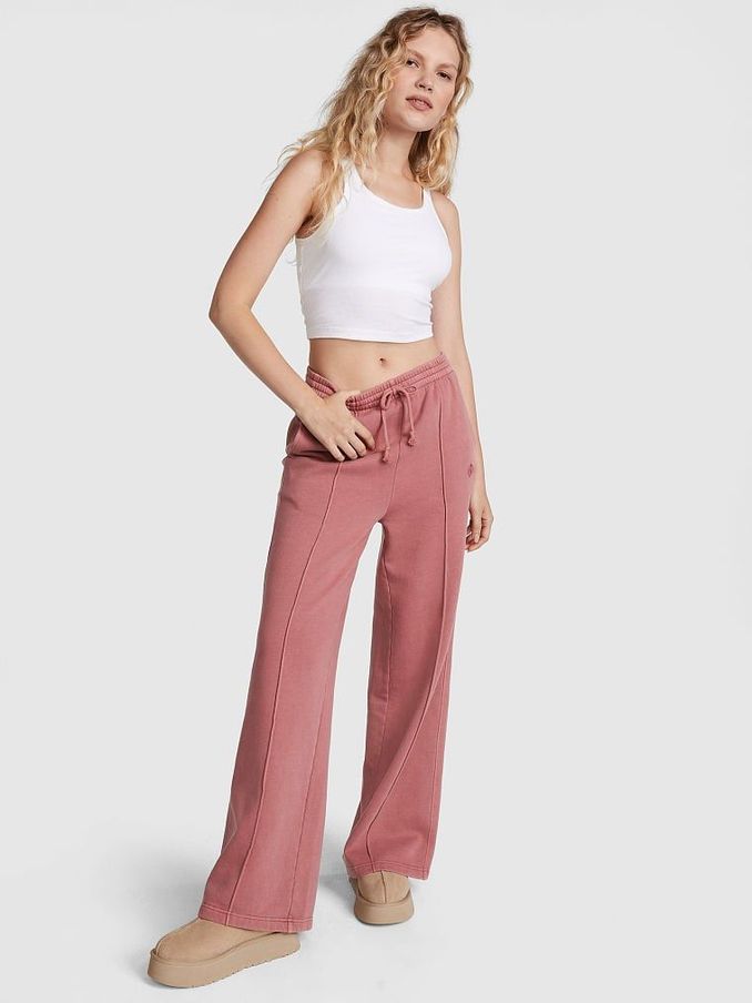 Soft Begonia Pink Fleece Wide Leg Jogger (P98564) | £25