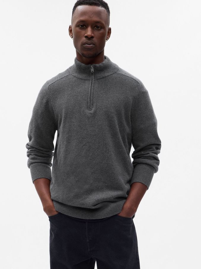 Grey Half-Zip Knit Jumper (P99260) | £18