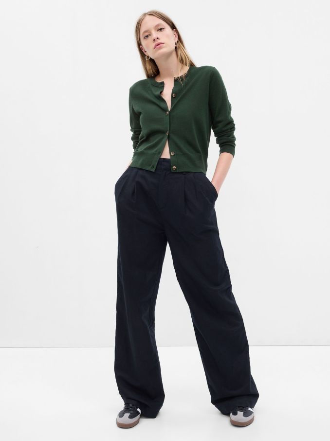 Green Merino Wool Cardigan (P99521) | £24