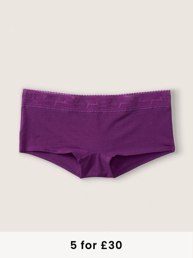 Virtual Violet Purple Cotton Logo Short Knicker (Q00264) | £4