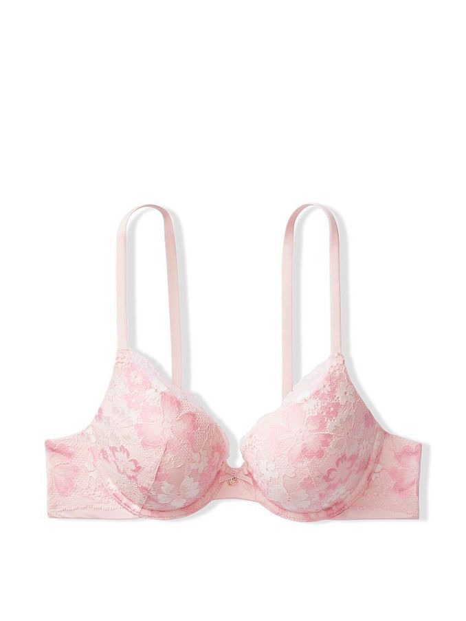 Purest Pink Lace Full Cup Push Up Bra (Q00395) | £15