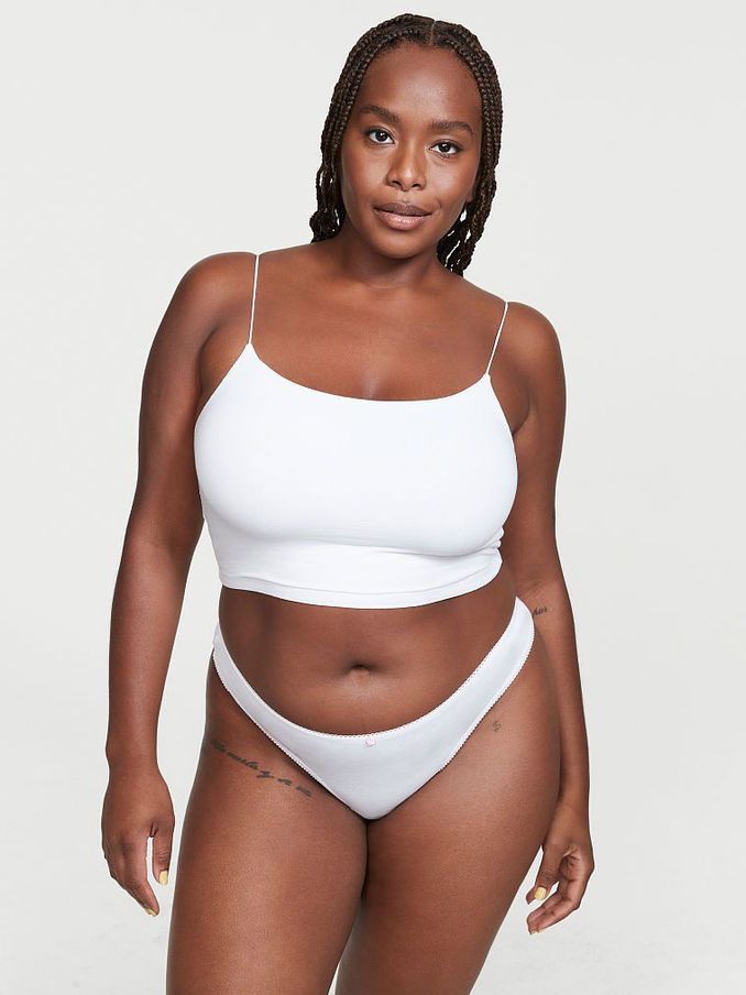 White Cotton Thong Knickers (Q01695) | £4