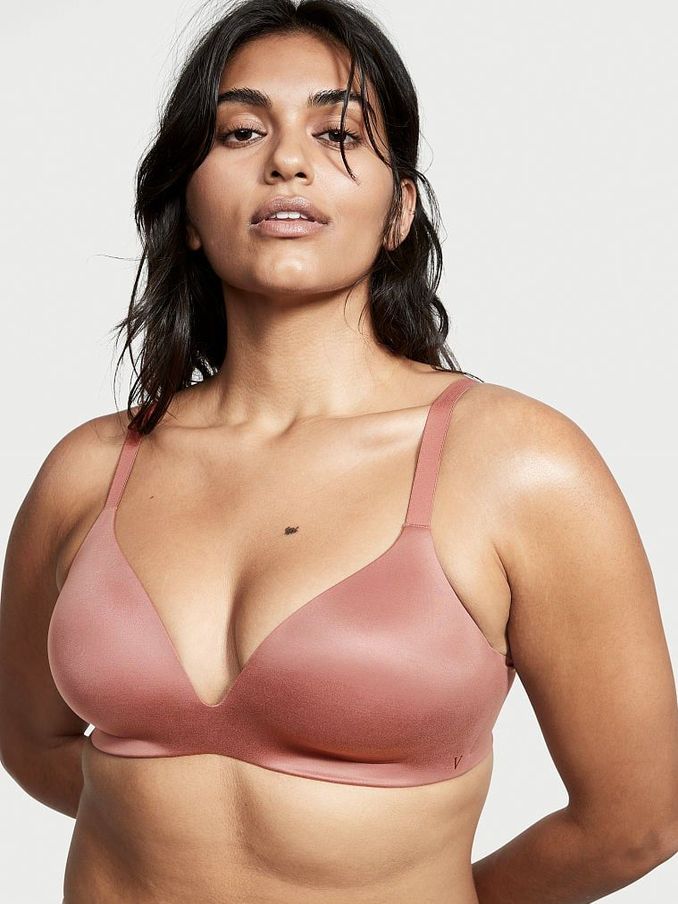 Vintage Rose Pink Smooth Lightly Lined Plunge Non Wired Bra (Q02733) | £10