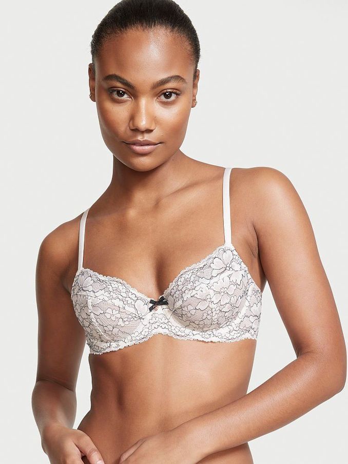 Coconut White Corded XDYE Lace Unlined Demi Bra (Q04515) | £19