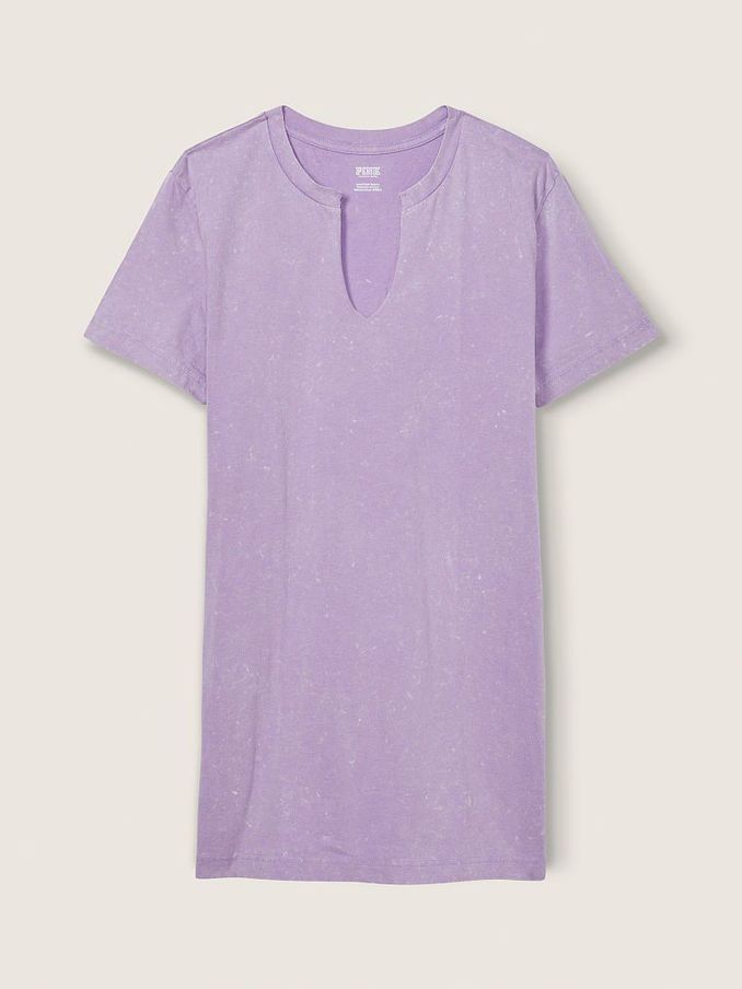 Chalk Violet Purple Campus Notch Neck T-Shirt Dress (Q05203) | £10