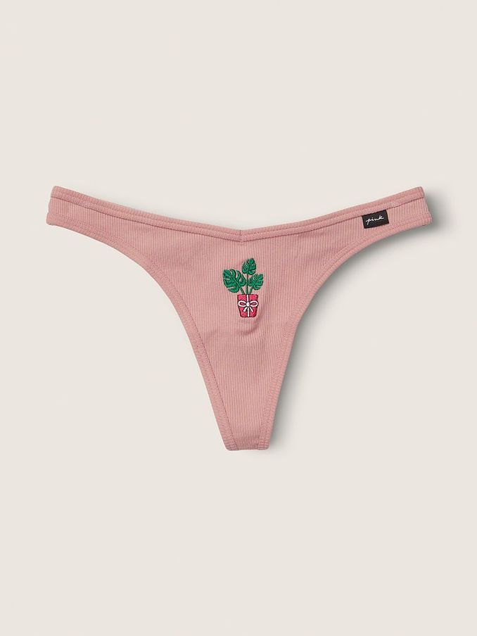 Damsel Pink Cotton Thong Knickers (Q05880) | £4