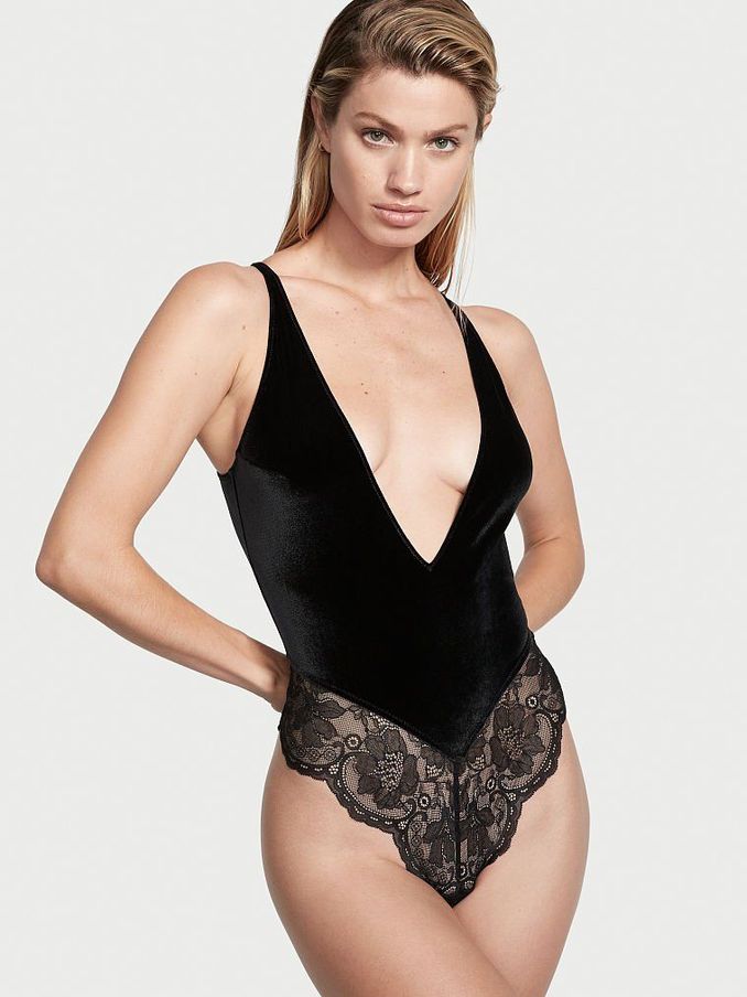 Black Unlined Velvet Shine Teddy (Q05915) | £15