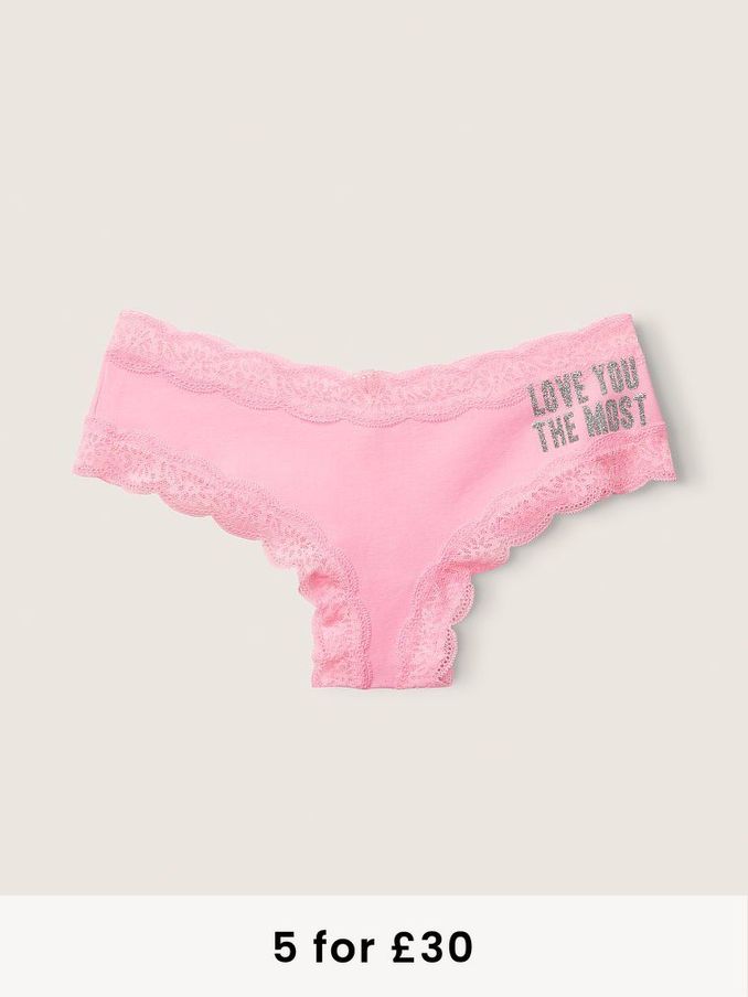 Daisy Pink Lace Trim Cheeky Knicker (Q06591) | £3