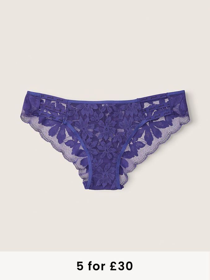 Indigo Blue Strappy Lace Logo Cheeky Knicker (Q06600) | £3