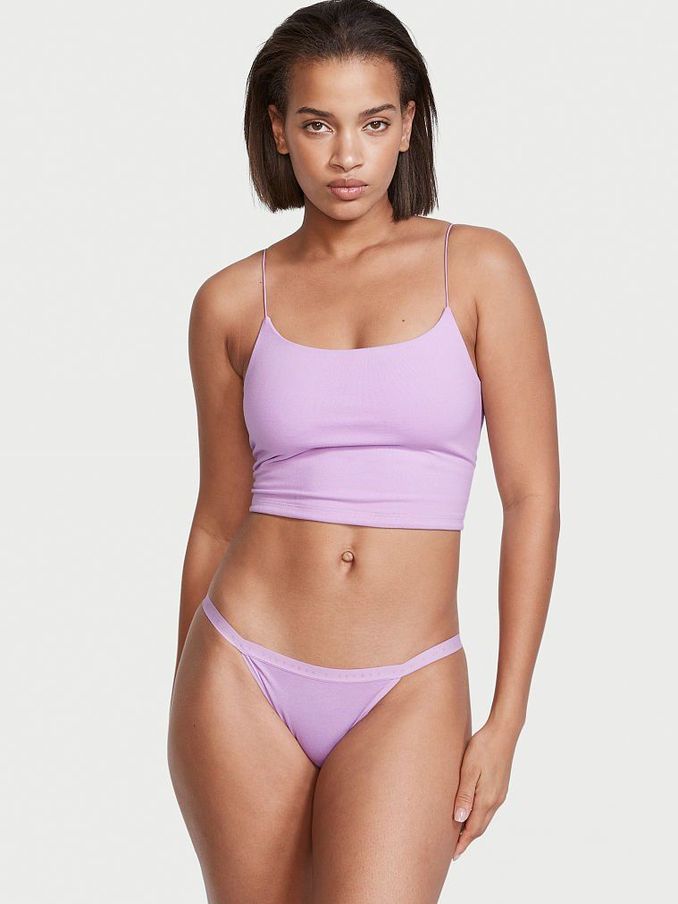Light Lilac Stretch Cotton String Bikini Knickers (Q07356) | £3