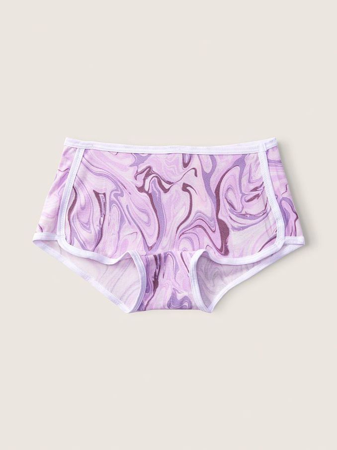 Petite Lilac Marble Print Cotton Boyshort (Q09337) | £3