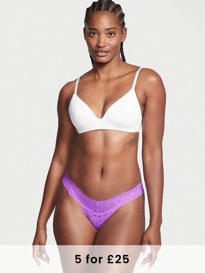 Violet Halo Purple Lace Thong Knickers (Q09341) | £5