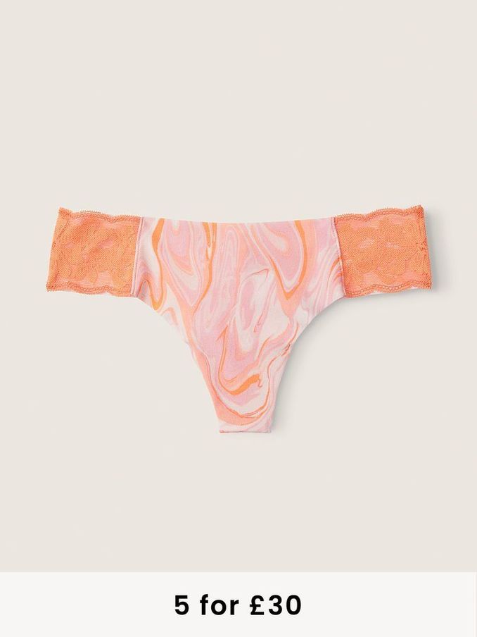 Peach Pink No Show Thong Knickers (Q09352) | £3