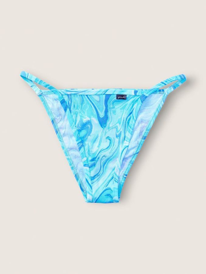 Blue Breeze Marble Print High Leg String Bikini Knickers (Q09368) | £3