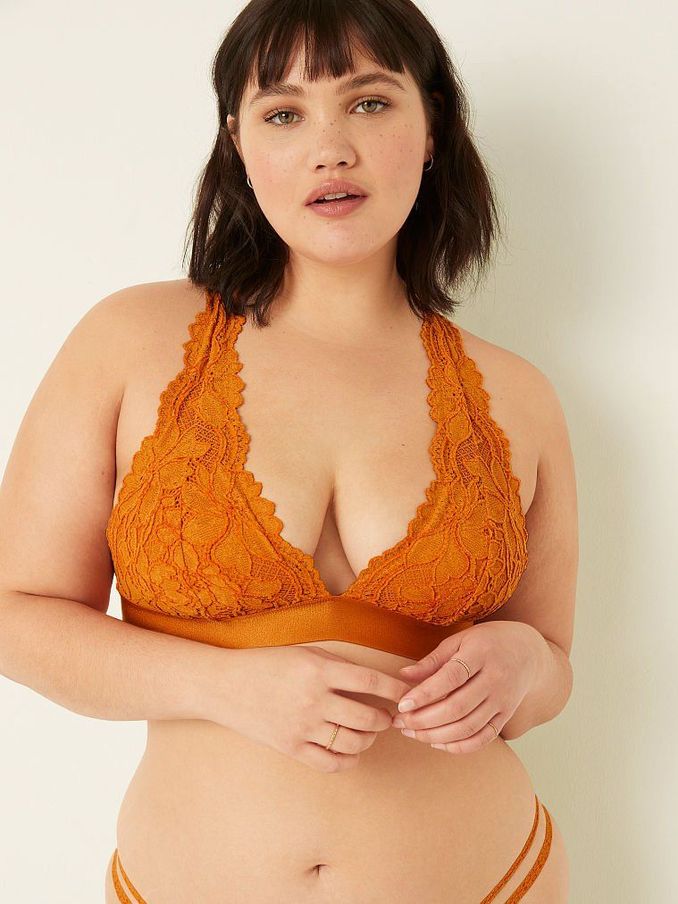 Desert Sun Nude Lace Strappy Back Halter Bralette (Q09608) | £14