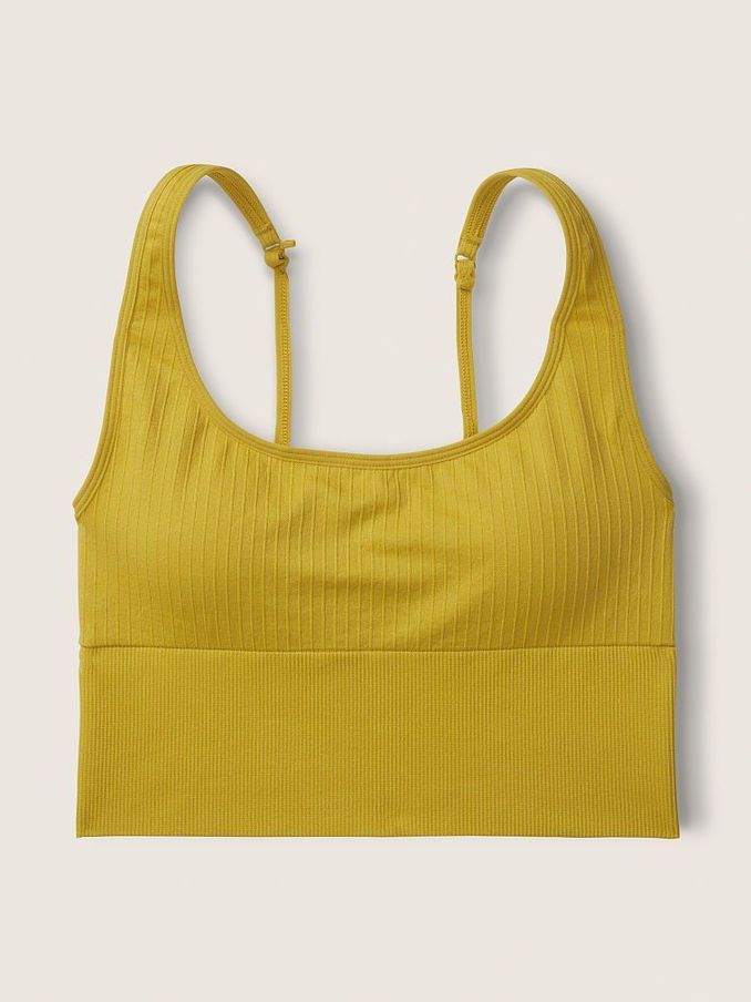 Golden Pear Yellow Seamless Lightly Lined Low Impact Sport Crop Top (Q09621) | £10