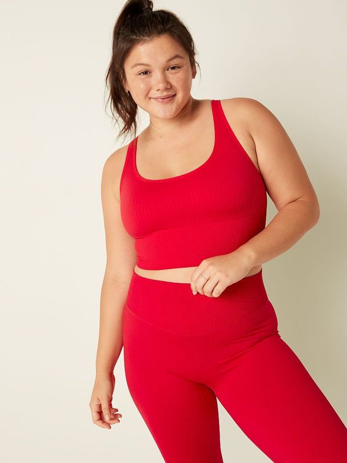 Red Pepper Seamless Lightly Lined Low Impact Sport Crop Top (Q09622) | £10
