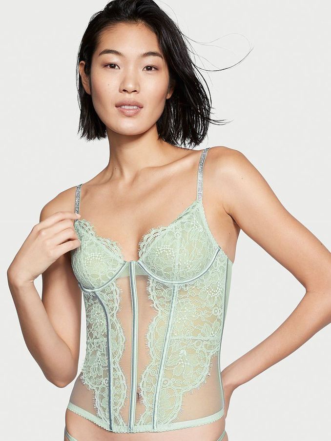 Green Shine Strap Lace Corset (Q09639) | £25