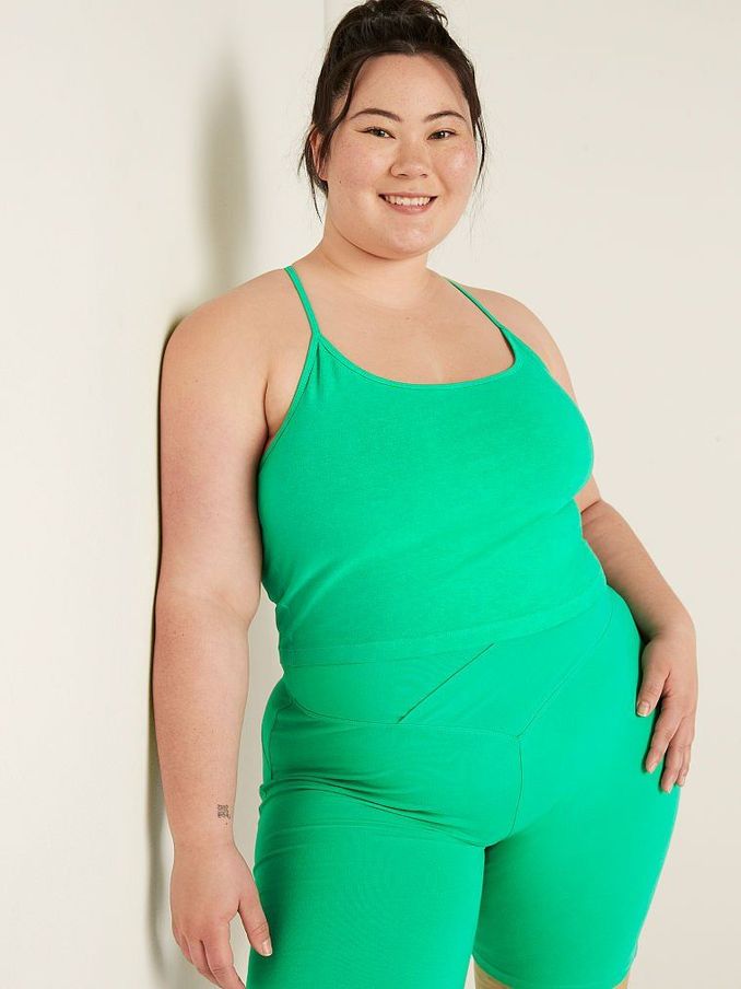 Electric Green Wash Shrunken Crop Shelf Cami (Q09709) | £10