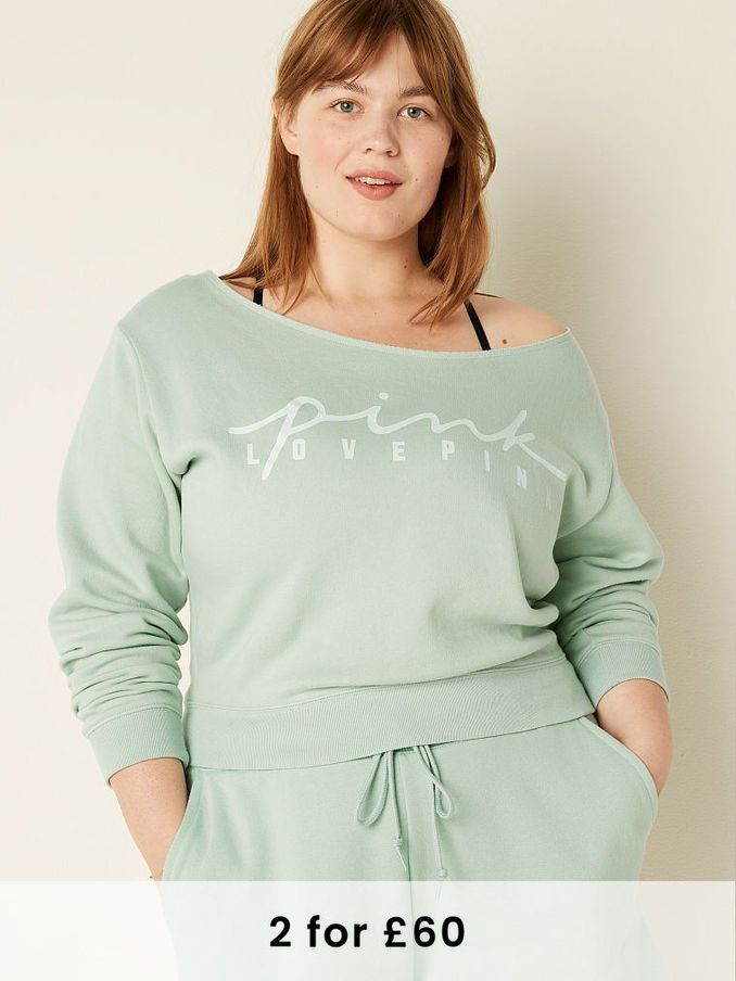 Heaven Logo Graphic Everyday Lounge Off The Shoulder Sweatshirt (Q09711) | £20