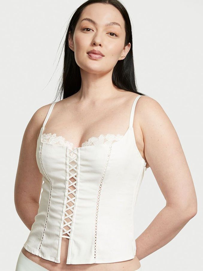 Coconut White Cotton Corset Top (Q10159) | £24