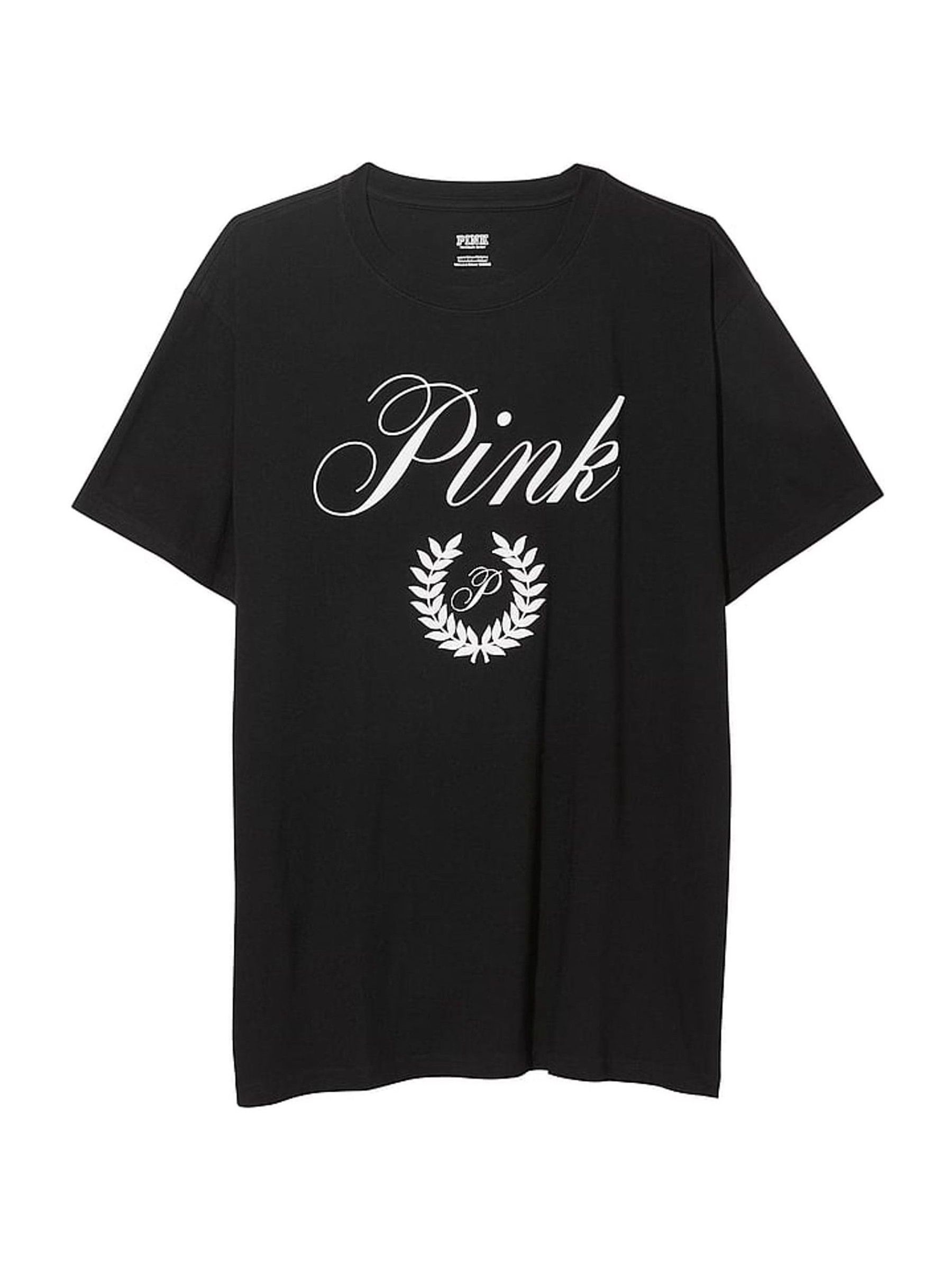 Pure Black Short Sleeve Long Sleeve Oversized Campus T-Shirt (Q10548) | £12