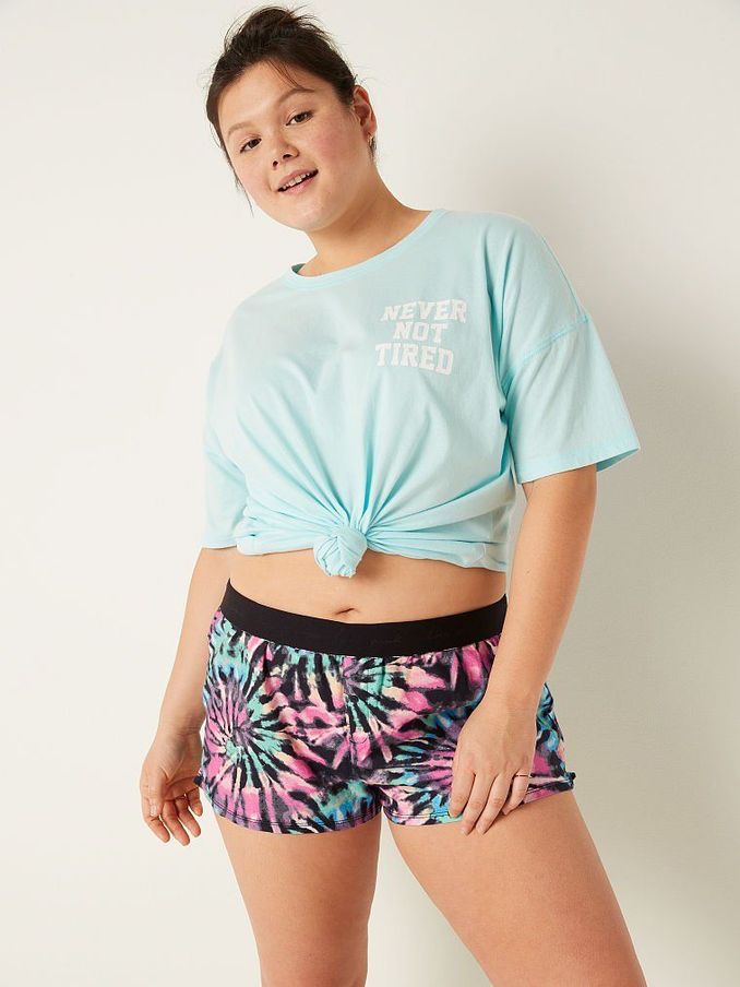 Tie Dye Black Rainbow Flannel Pyjama Short (Q11947) | £10