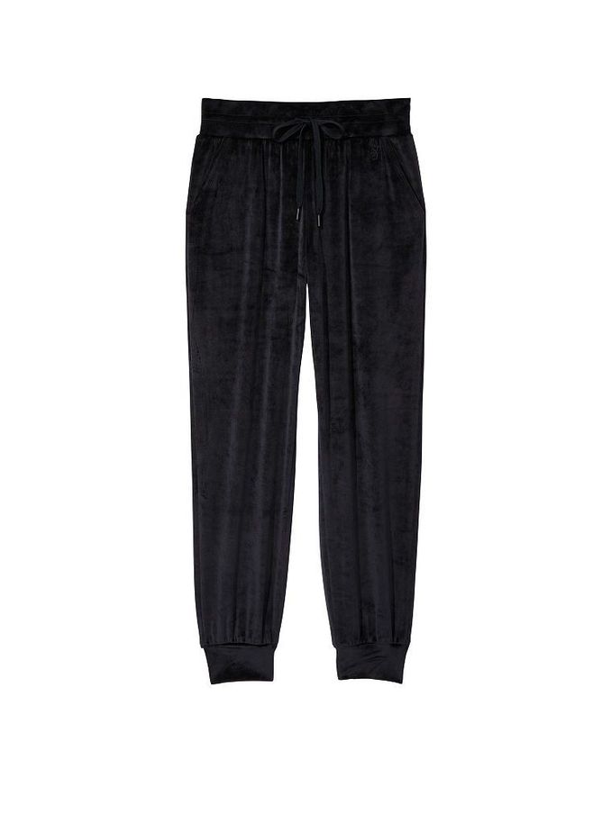 Graphic Pure Black Velour Jogger (Q13766) | £22
