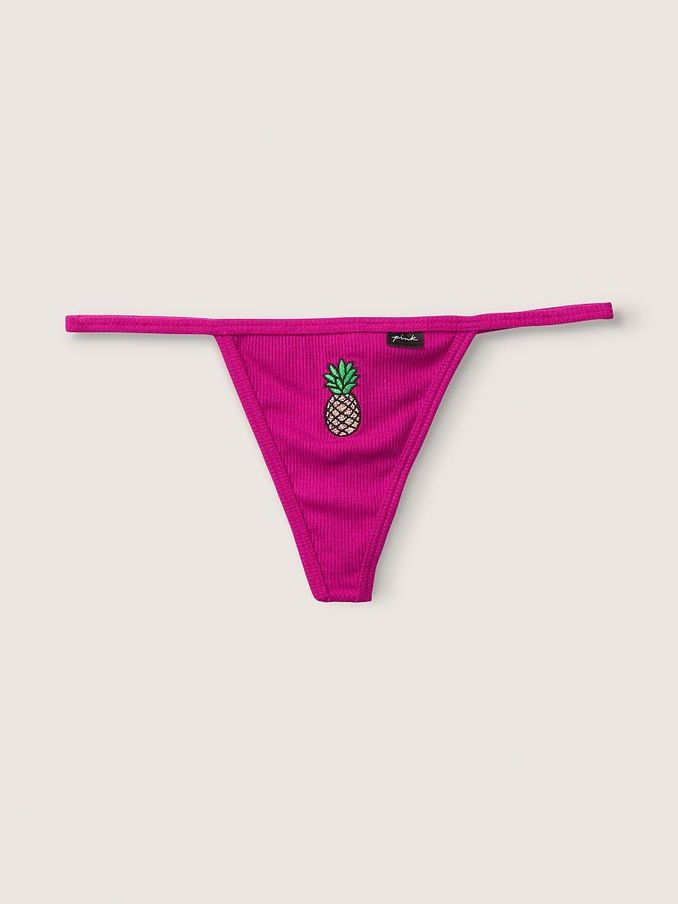 Pink Thrill With Embroidery Cotton G String Panty (Q13777) | £4