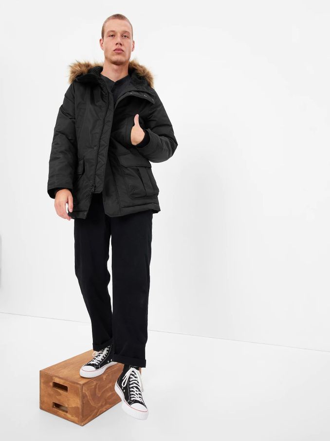 Black Heavyweight Parker Coat (Q13851) | £28