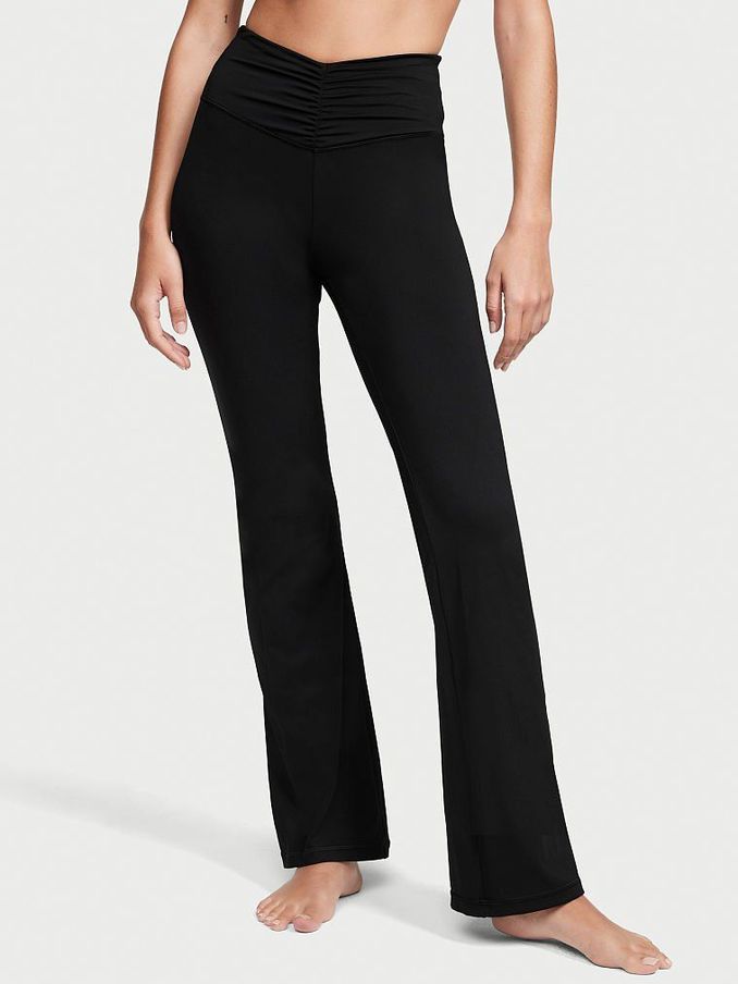 Black Ruched Wide Leg Flare Legging (Q13896) | £18