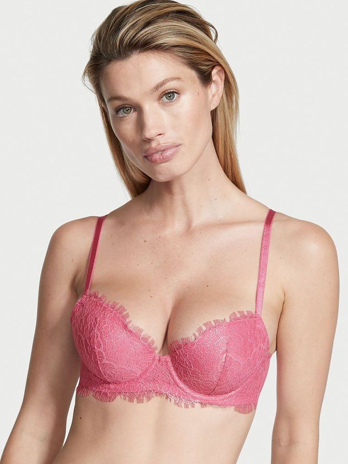 Dahlia Pink LightlyLined Lace Demi Bra (Q13902) | £20
