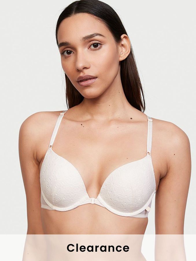 Coconut White Lace Front Fastening Push Up T-Shirt Bra (Q13917) | £15