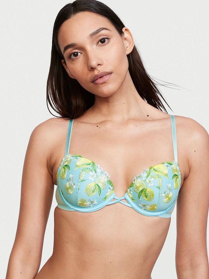 Breaker Blue Embroidered Lightly Lined Demi Bra (Q14859) | £15
