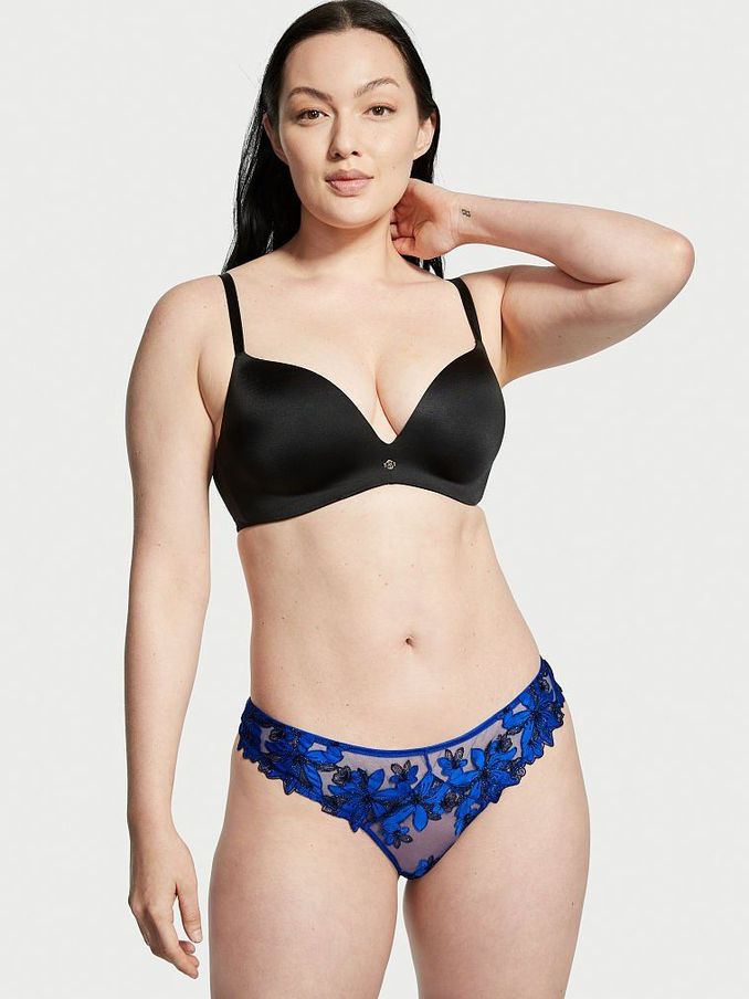 Blue Oar Floral Embroidery Thong Panty (Q14988) | £5