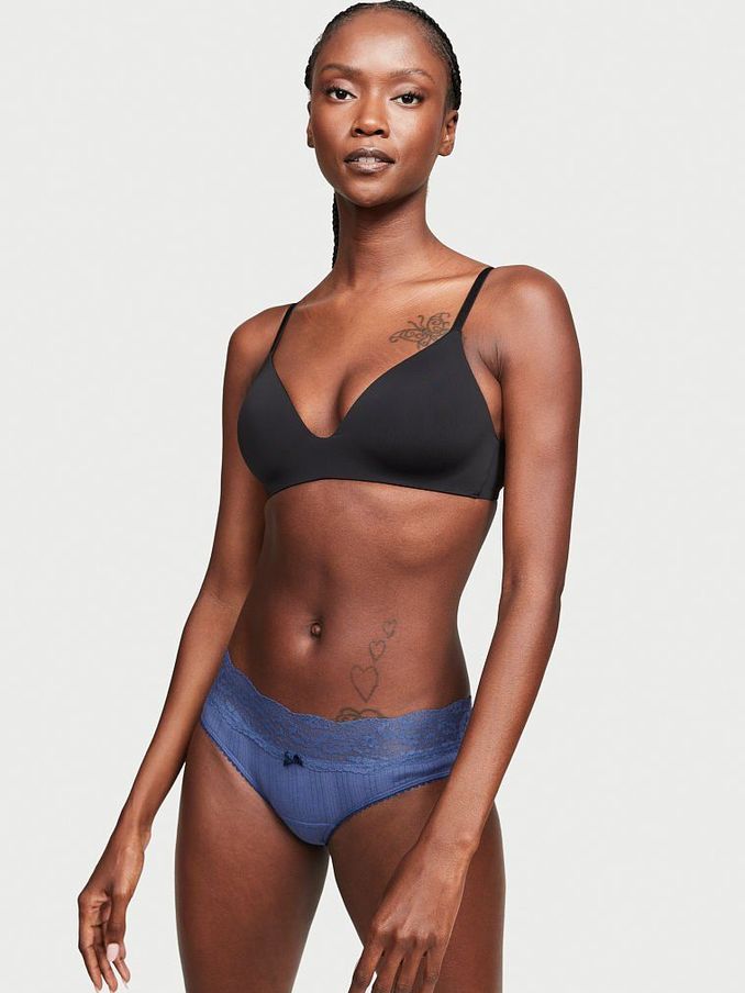Tranquil Blue Lace Waist Cotton Hipster Panty (Q15108) | £3