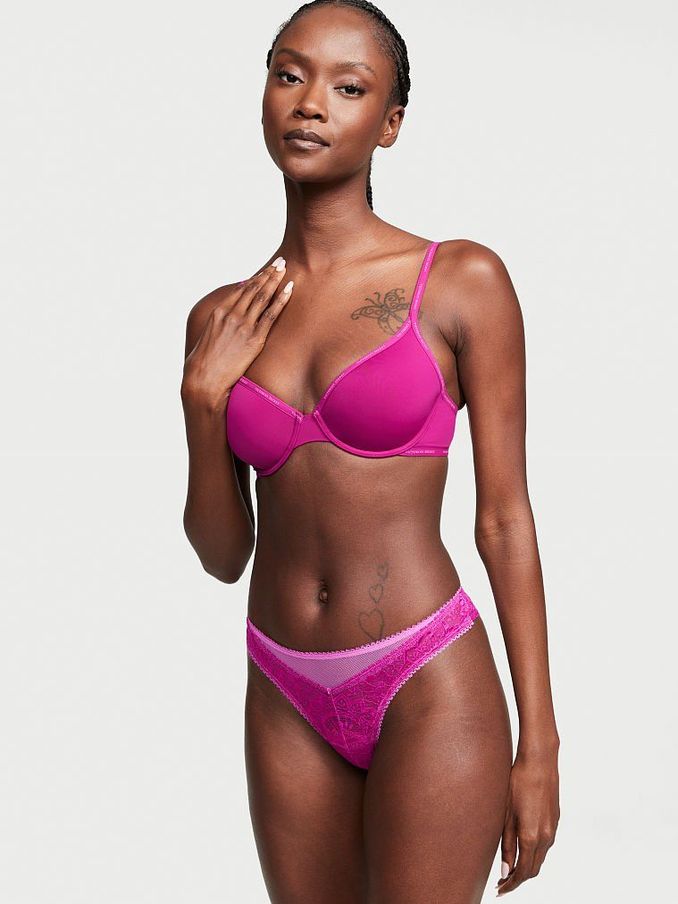 Raspberry Cooler Purple Lace Thong Panty (Q15135) | £4