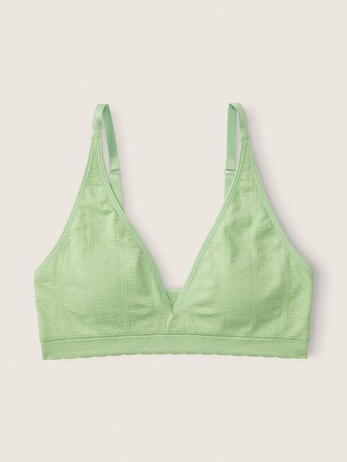Jade Green Soft Seamless Pointelle Lightly Lined Bralette (Q16044) | £7