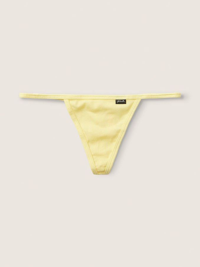 Pale Yellow Cotton G String Knickers (Q16847) | £3